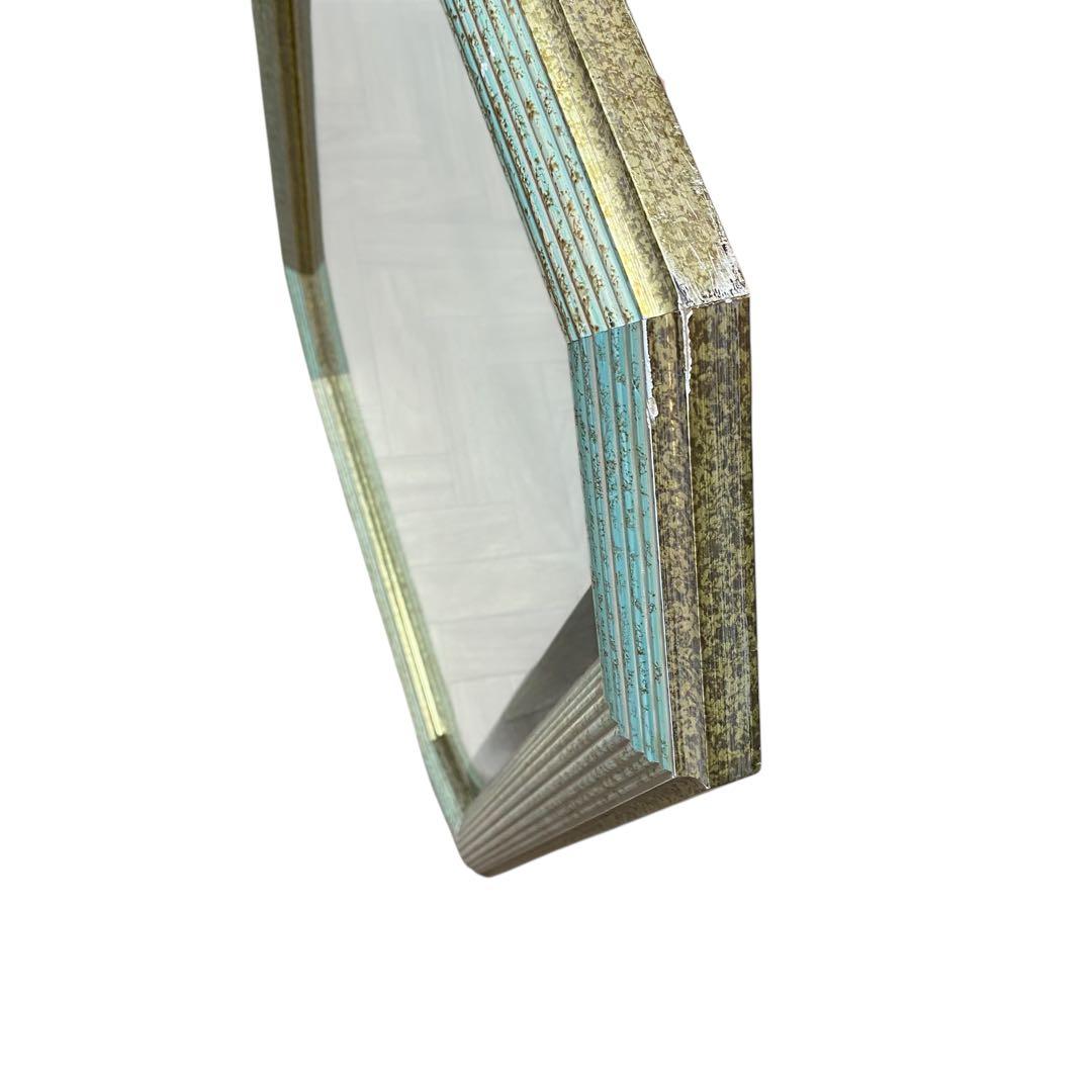 【美品】トスカーナイタリア製　八角形ウォールミラー鏡姿見ヴィンテージアンティーク