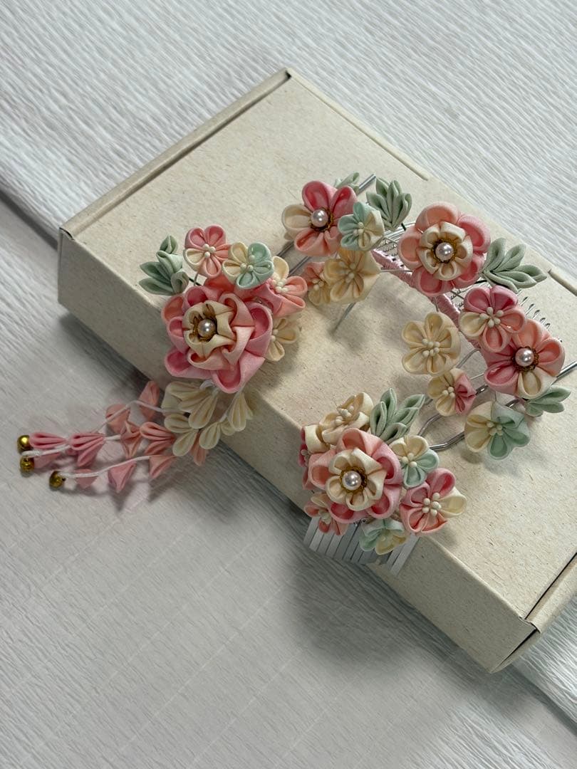 七五三に♡日本髪 髪飾り くすみカラー かんざしとかのこセット