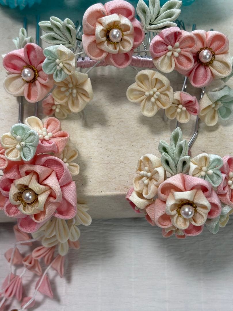 七五三に♡日本髪 髪飾り くすみカラー かんざしとかのこセット