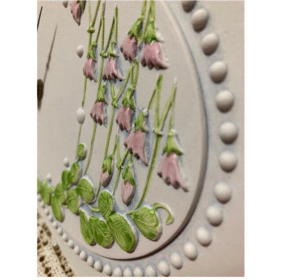 《ヴィンテージ》ジイガントフタ　スウェーデン【リネアの時計　白陶板】壁飾り