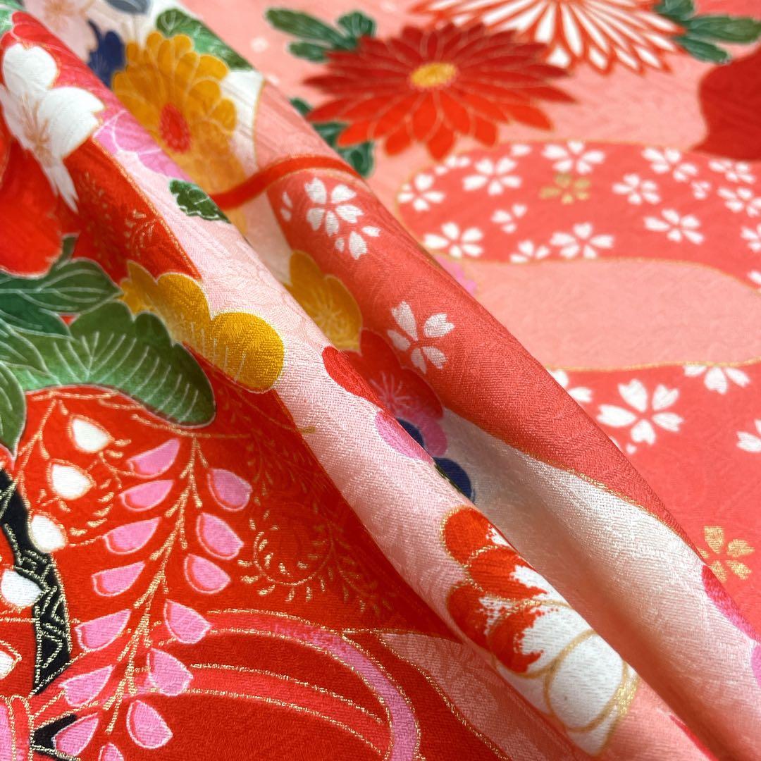 ◎mk-3497　七五三　女の子　着物・襦袢・帯揚げセット　3歳　　12-15