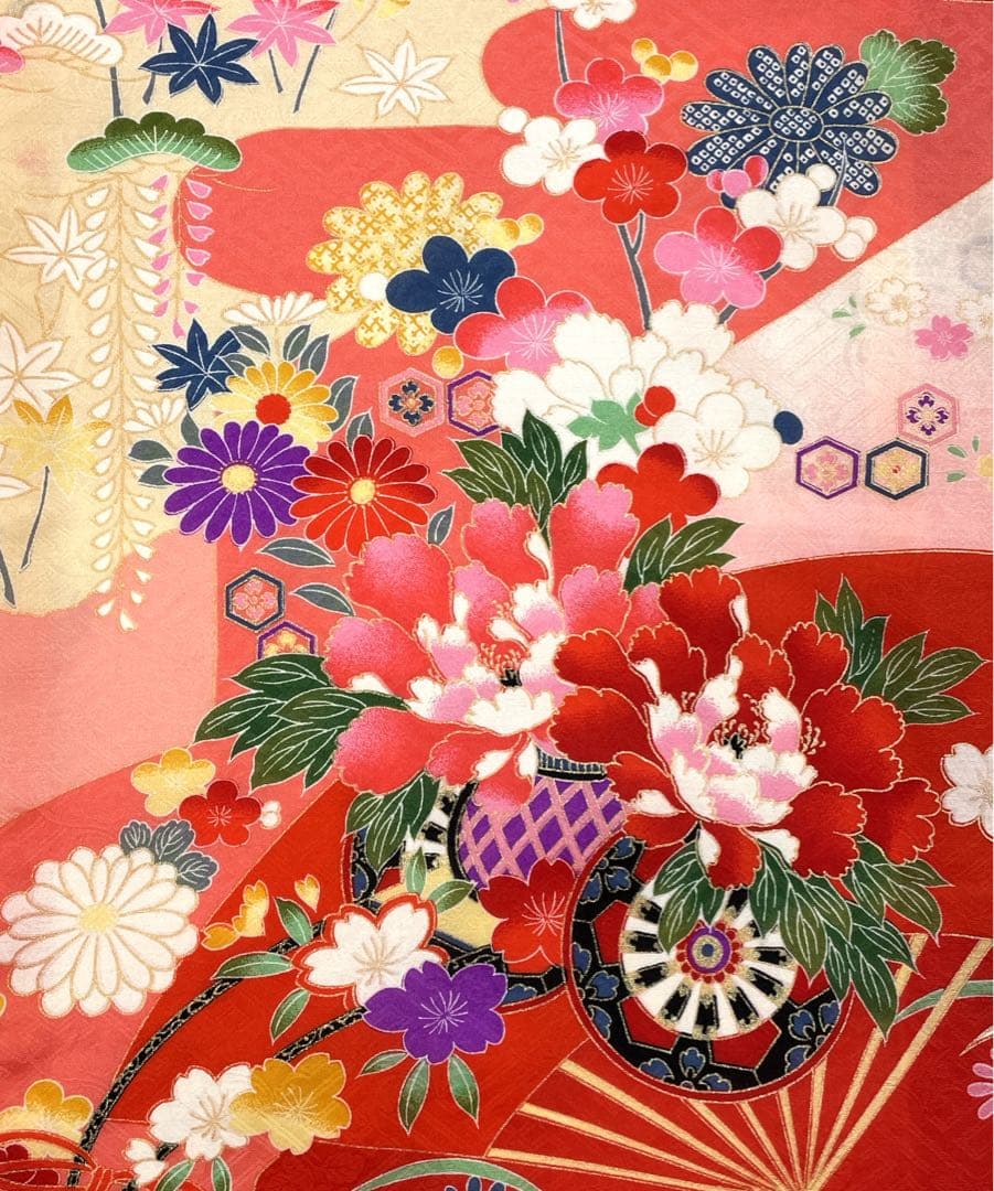 ◎mk-3497　七五三　女の子　着物・襦袢・帯揚げセット　3歳　　12-15