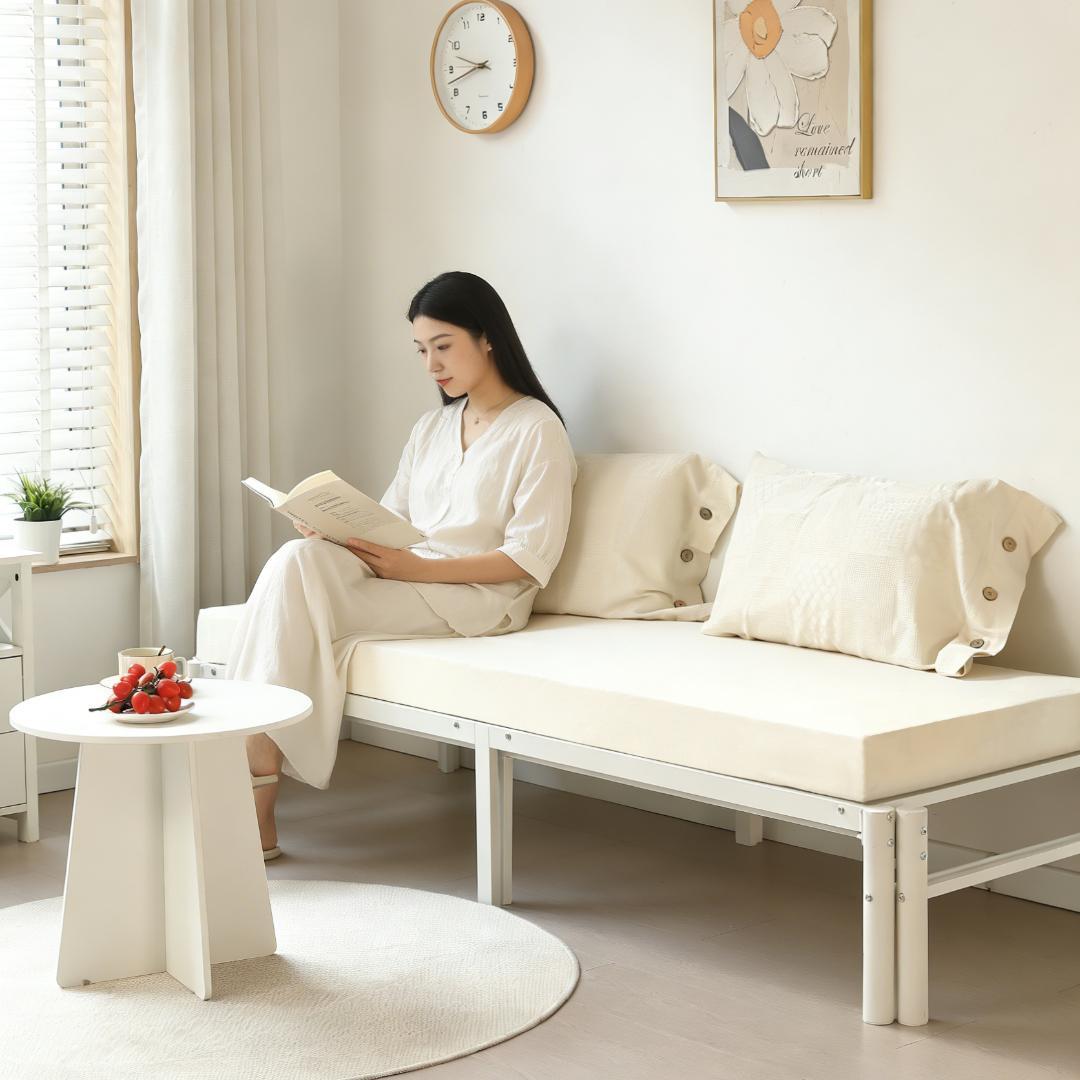 【ホワイト】ディベッド 伸長式ベッド シングル セミダブル 2way 伸縮 収納