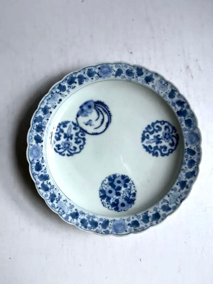 【ケイト様リクエスト】923 骨董 アンティーク 古伊万里 花唐草輪花皿 4点