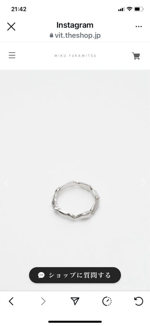 MIKU FUKAMITSUシルバー 波形デザインリング