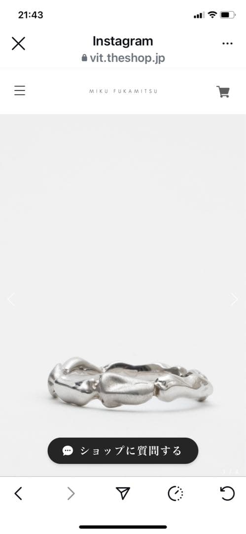 MIKU FUKAMITSUシルバー 波形デザインリング