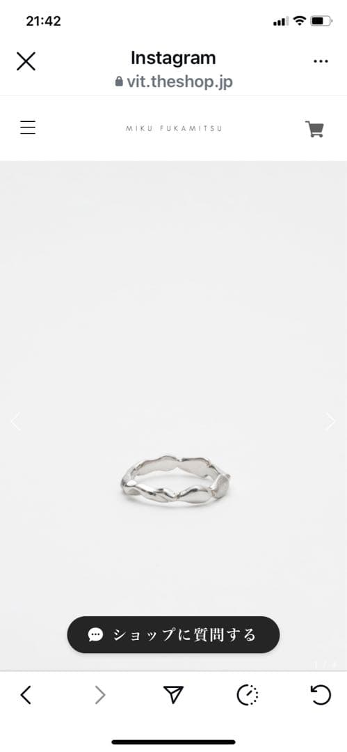 MIKU FUKAMITSUシルバー 波形デザインリング