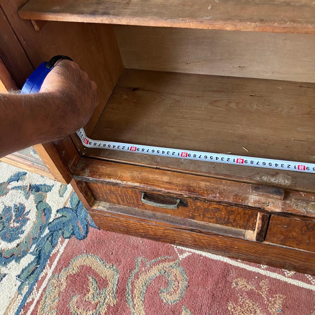 昭和レトロ 古家具 ガラス戸 木製キャビネット 食器棚 飾り棚 サイドボード古材