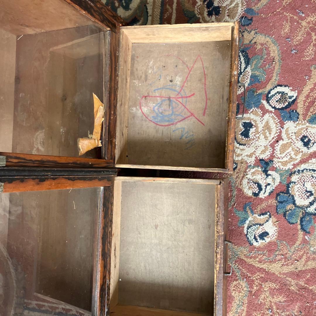 昭和レトロ 古家具 ガラス戸 木製キャビネット 食器棚 飾り棚 サイドボード古材