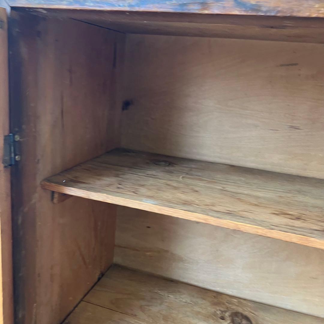 昭和レトロ 古家具 ガラス戸 木製キャビネット 食器棚 飾り棚 サイドボード古材