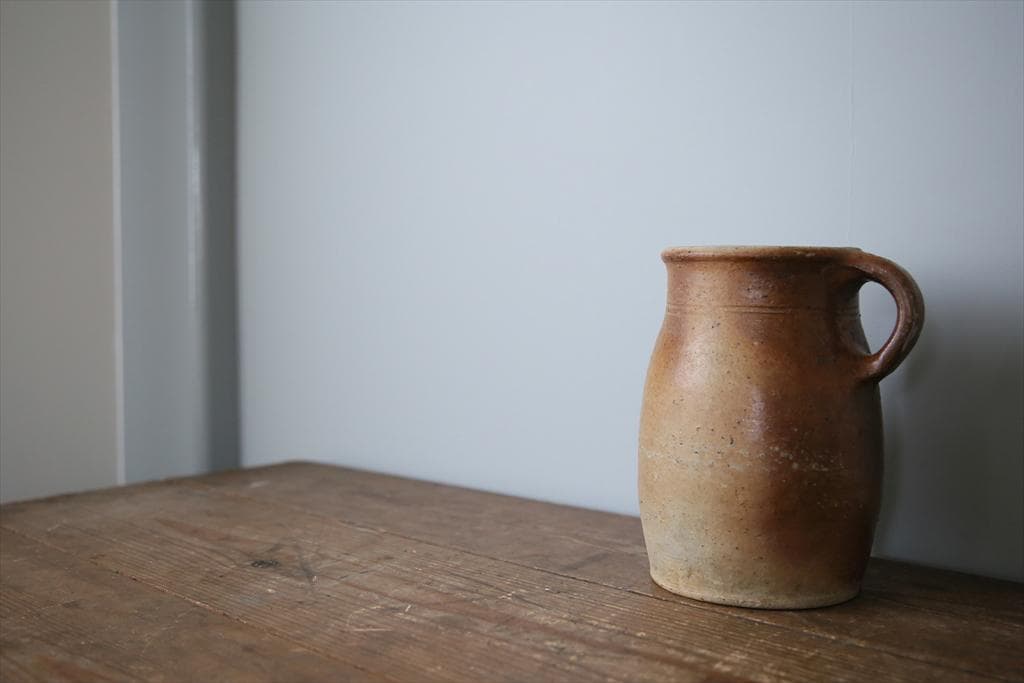 フランスアンティーク陶器ボトル/土器/花瓶/花器フラワーべース(92-149