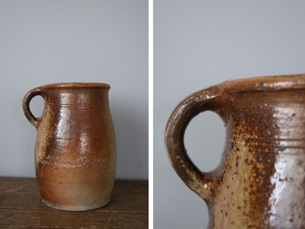 フランスアンティーク陶器ボトル/土器/花瓶/花器フラワーべース(92-149