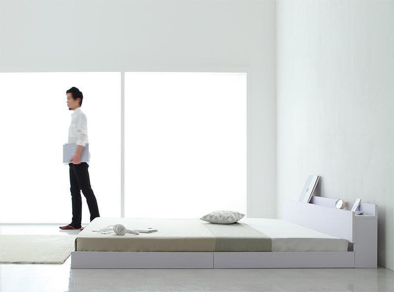 新品 送料込 保証付 シングルベッド マットレス付 棚 コンセント付 ホワイト