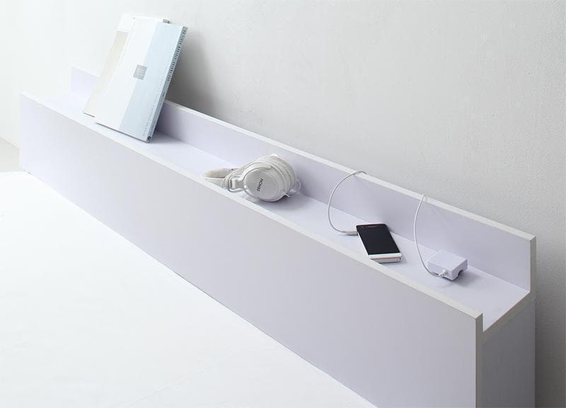 新品 送料込 保証付 シングルベッド マットレス付 棚 コンセント付 ホワイト