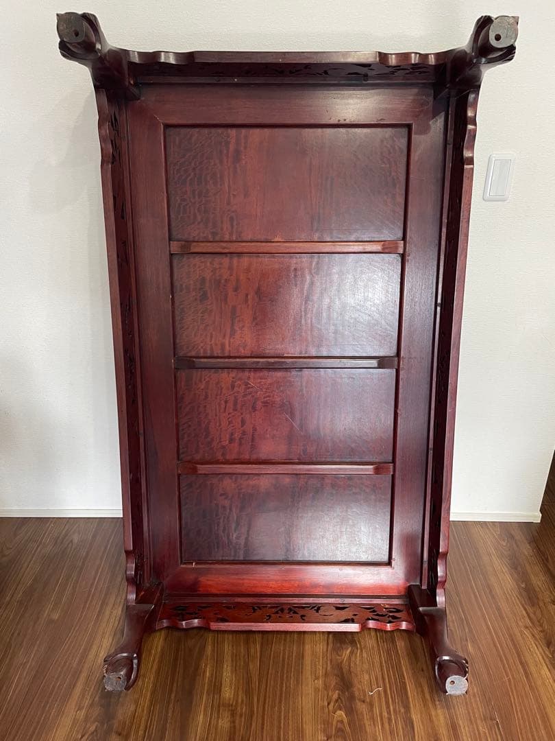 高級唐木　獅子龍彫刻付漆仕上長座卓　150cm幅テーブル一枚板 たのメル便‼️