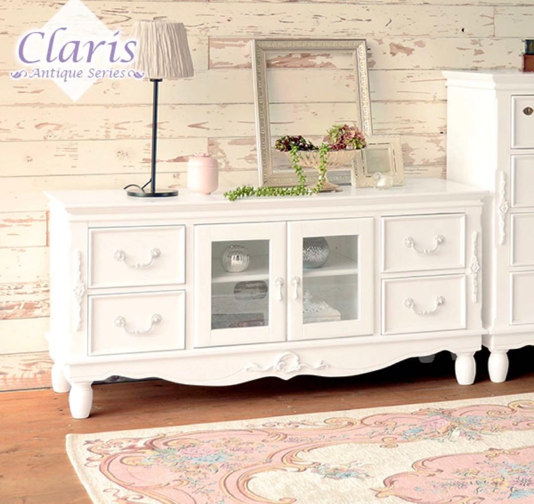 アンティーク調 テレビ台 白塗り