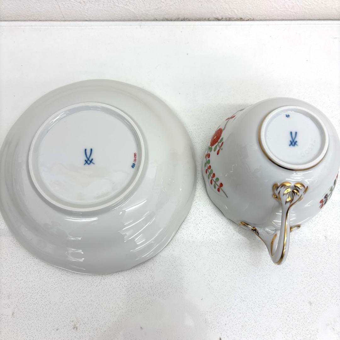 マイセン 柿右衛門写し 花模様 御所車 ティーポットセット カップ&ソーサー 皿