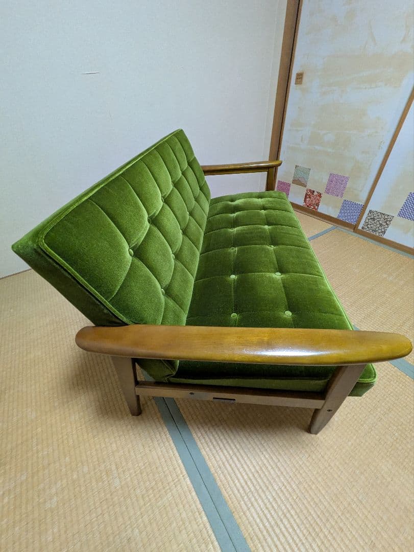 カリモク60　 Kチェア　2シーター　モケットグリーン