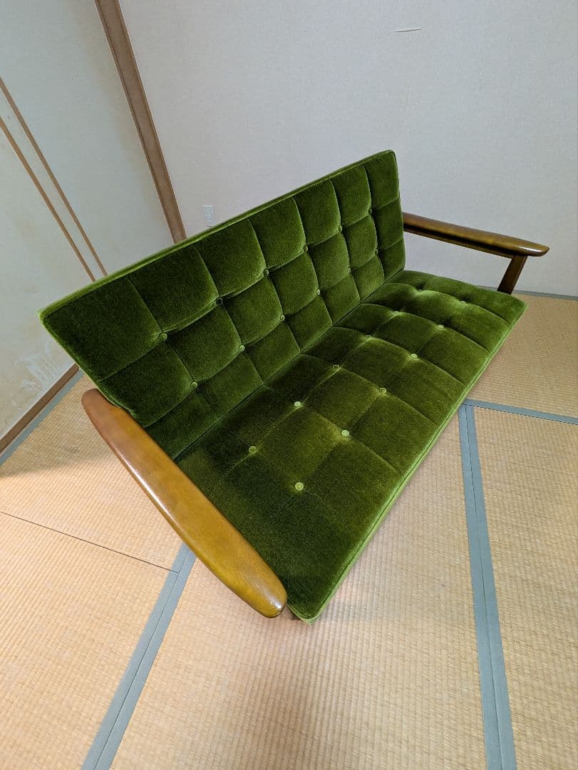 カリモク60　 Kチェア　2シーター　モケットグリーン