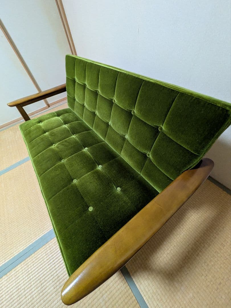 カリモク60　 Kチェア　2シーター　モケットグリーン