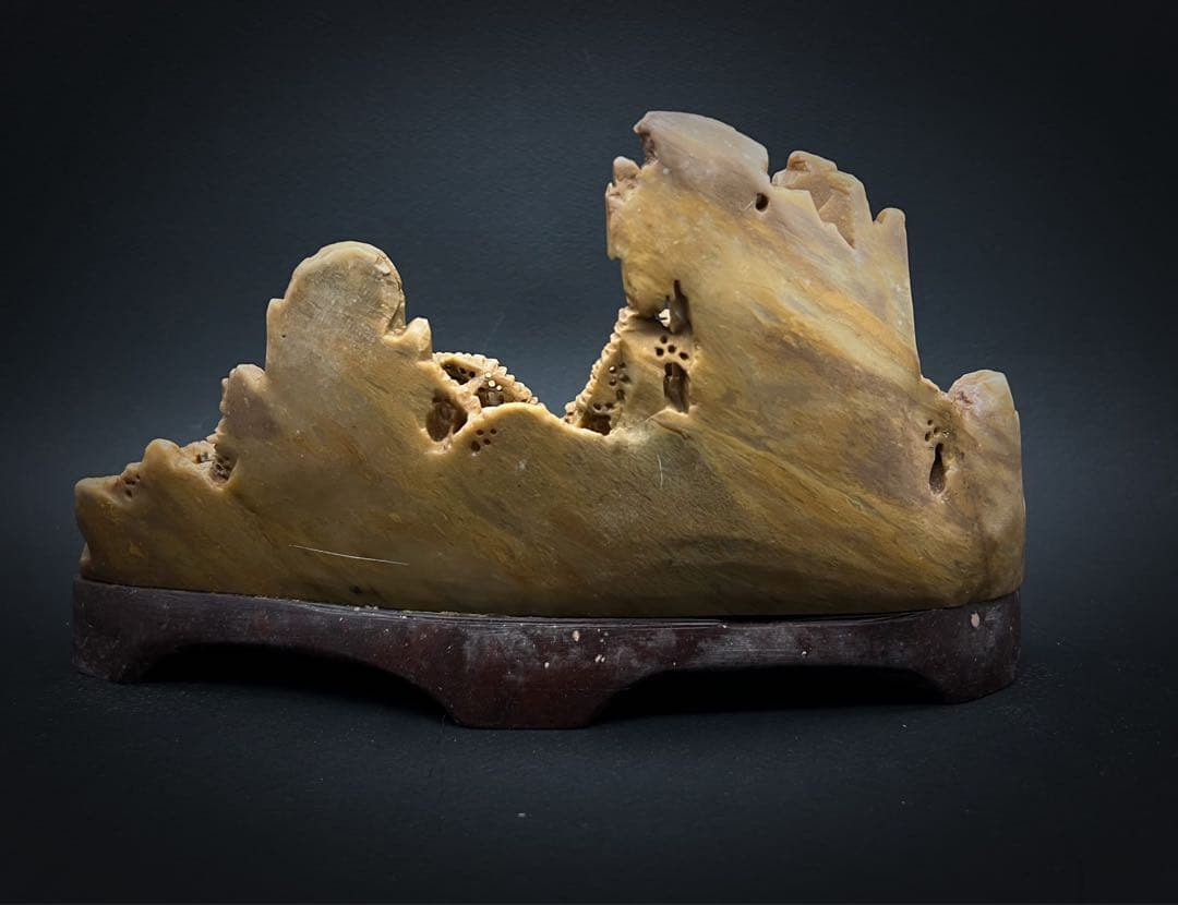 中国美術 壽山石彫 楼閣山水彫 細密彫刻 オブジェ 鑑賞石