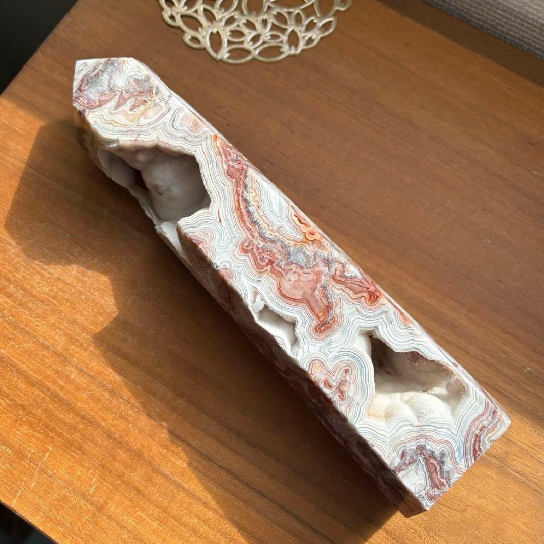 高品質 天然石 メキシカンクレージーレースアゲート タワー約23センチ