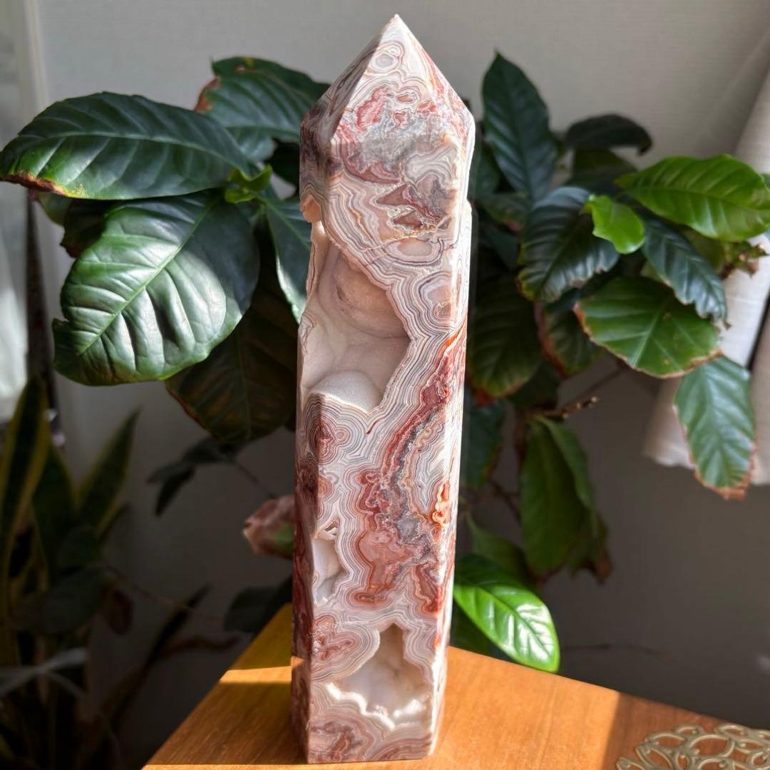 高品質 天然石 メキシカンクレージーレースアゲート タワー約23センチ