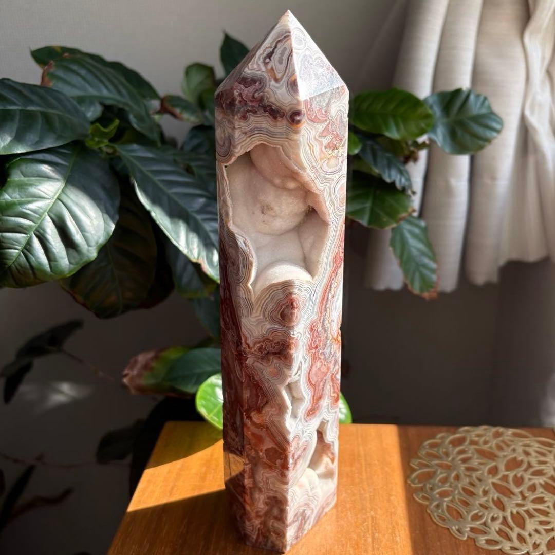 高品質 天然石 メキシカンクレージーレースアゲート タワー約23センチ