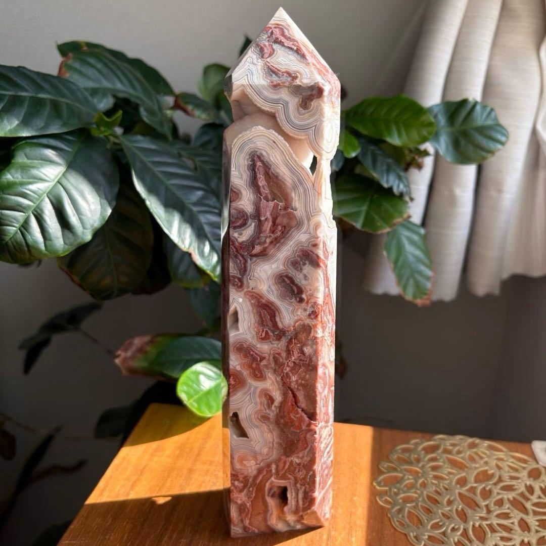 高品質 天然石 メキシカンクレージーレースアゲート タワー約23センチ