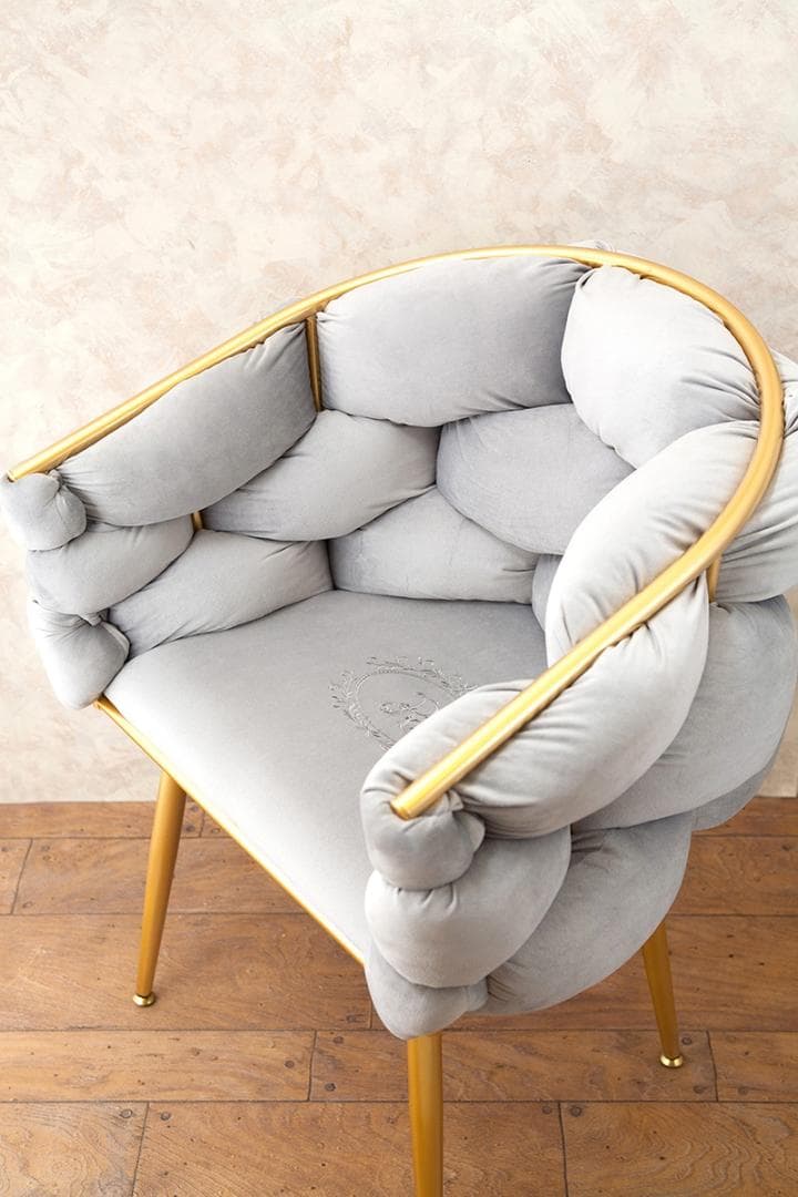 フラッフィーチェア マーヴェラス スツール ベルベット 家具 腰掛 ライトグレー