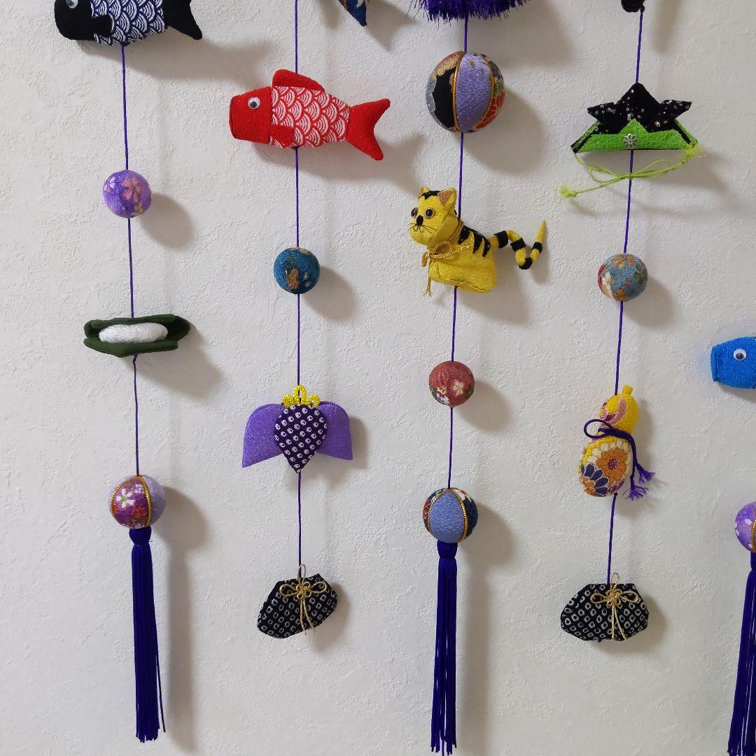 ちりめん細工　端午の節句壁掛け下げ飾り (5下げ)