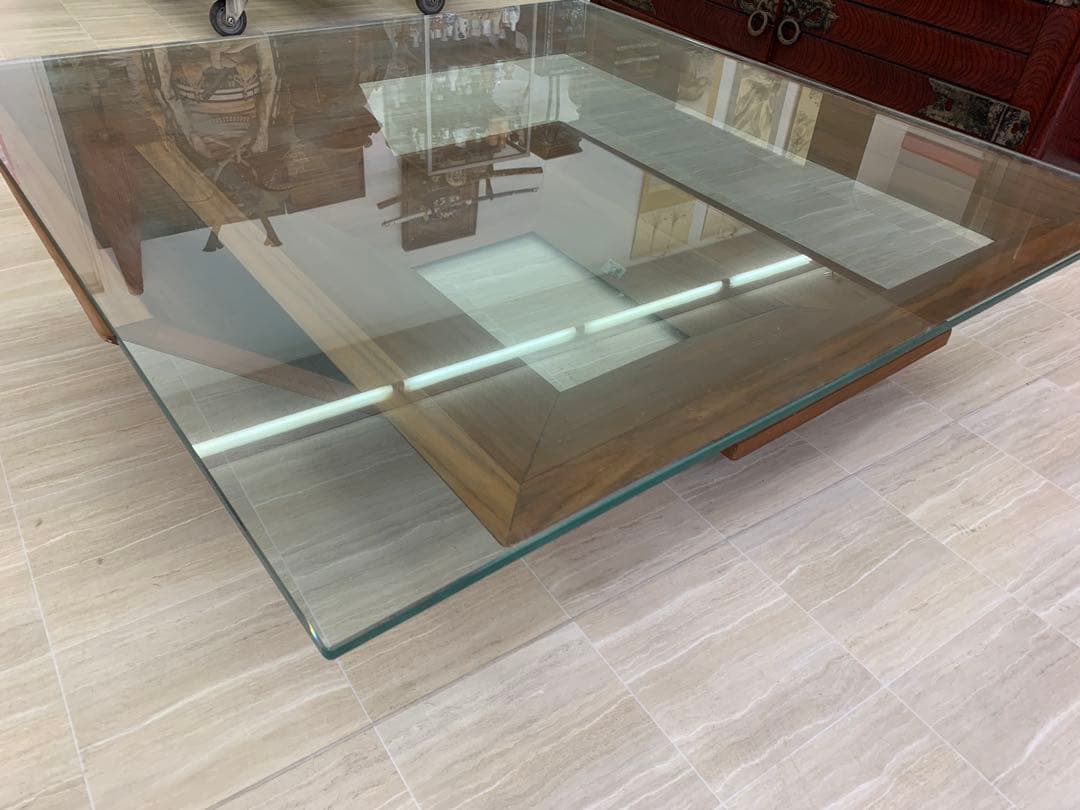 モダンガラス木製センターテーブル
