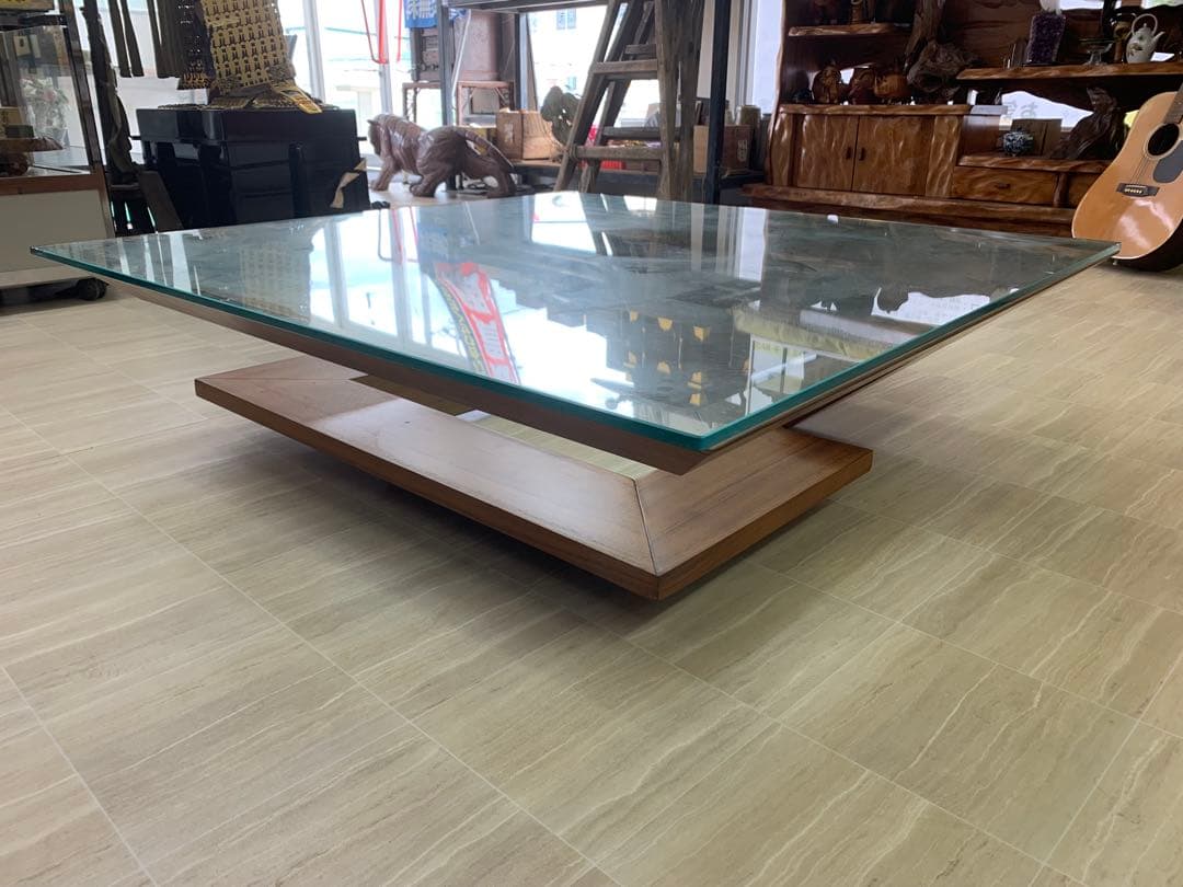 モダンガラス木製センターテーブル