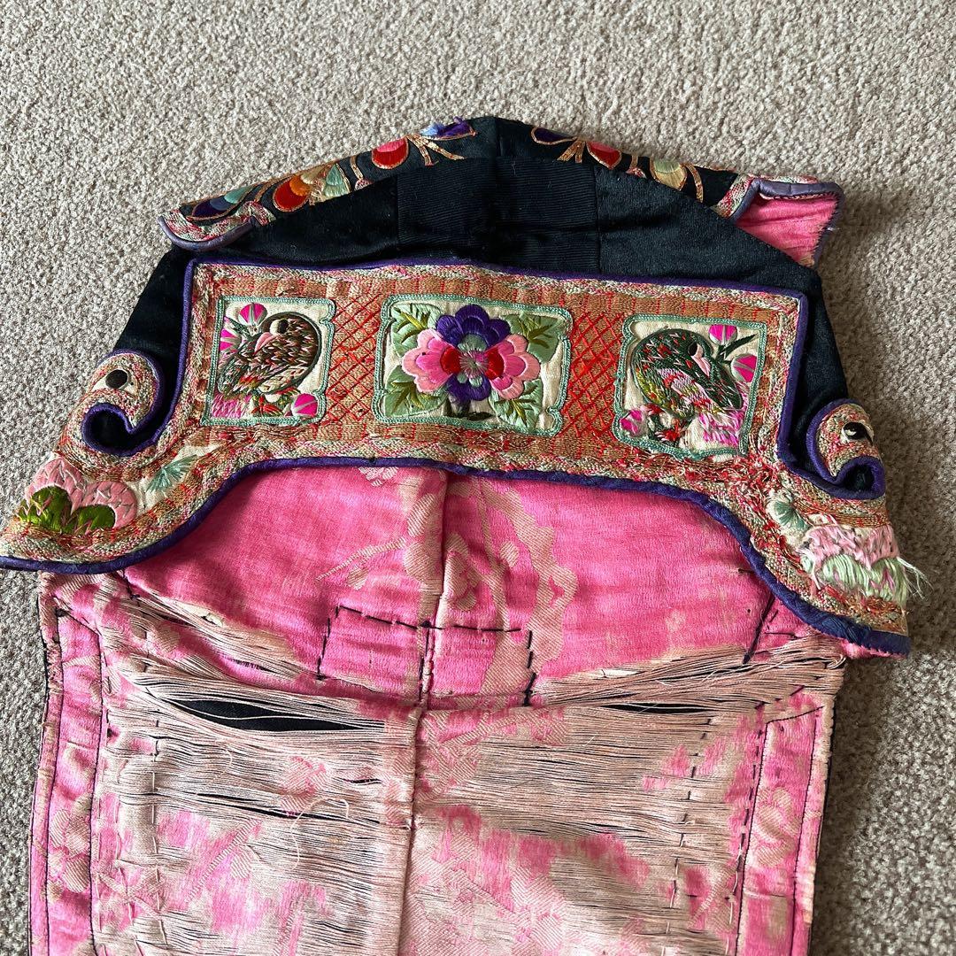 中国　アンティーク　1900年代初期　伝統的な刺繍帽子　希少　骨董