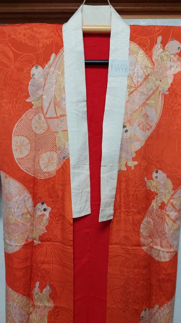 NA48アンティーク子供着物長襦袢正絹綺麗美品着丈120センチ裄丈62センチ