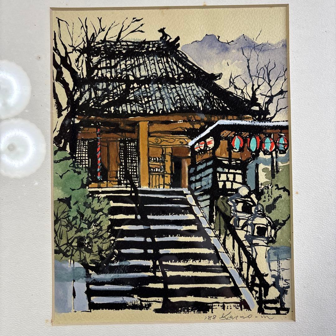 森下一夫画伯 水彩画 大東市の野崎観音の風景 1988年　箱入り