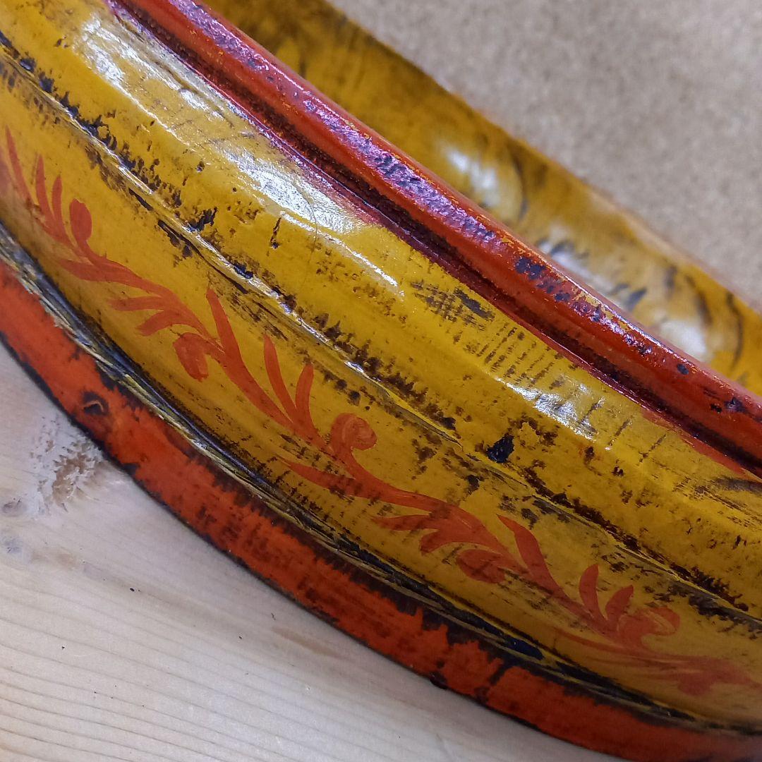 アンティーク 木製 手桶 黄色