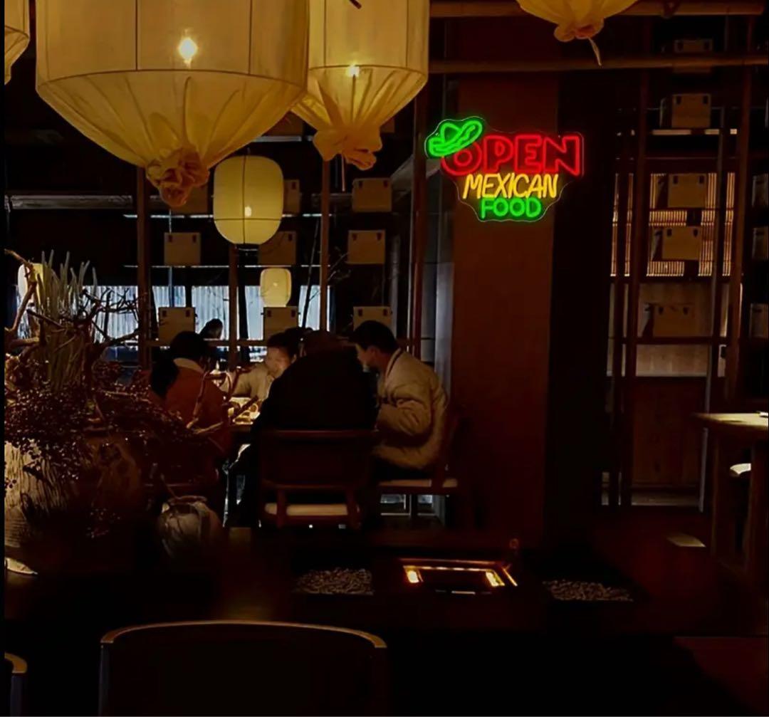 新品 LED ネオンサイン OPEN メキシカンフード USB式 店舗用 看板