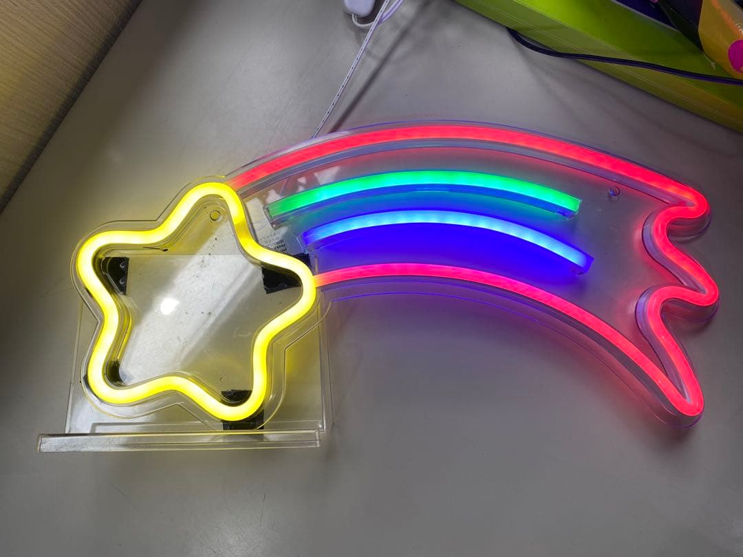 ネオンライトボックスタイプ BABY、HAPPY 、ネオンライト虹、流星　4点