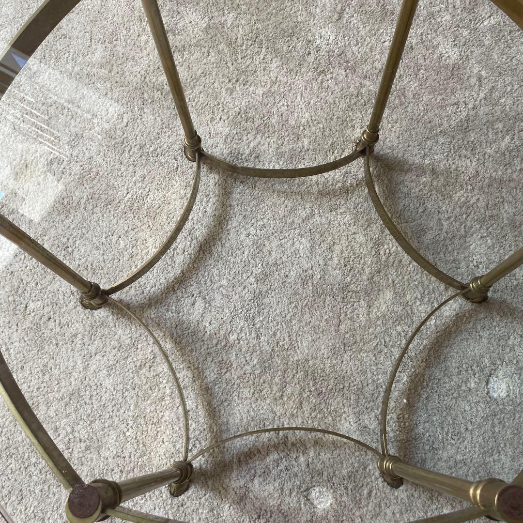 ガラス ゴールド テーブル リビングテーブル 机 真鍮？ アンティーク 高級