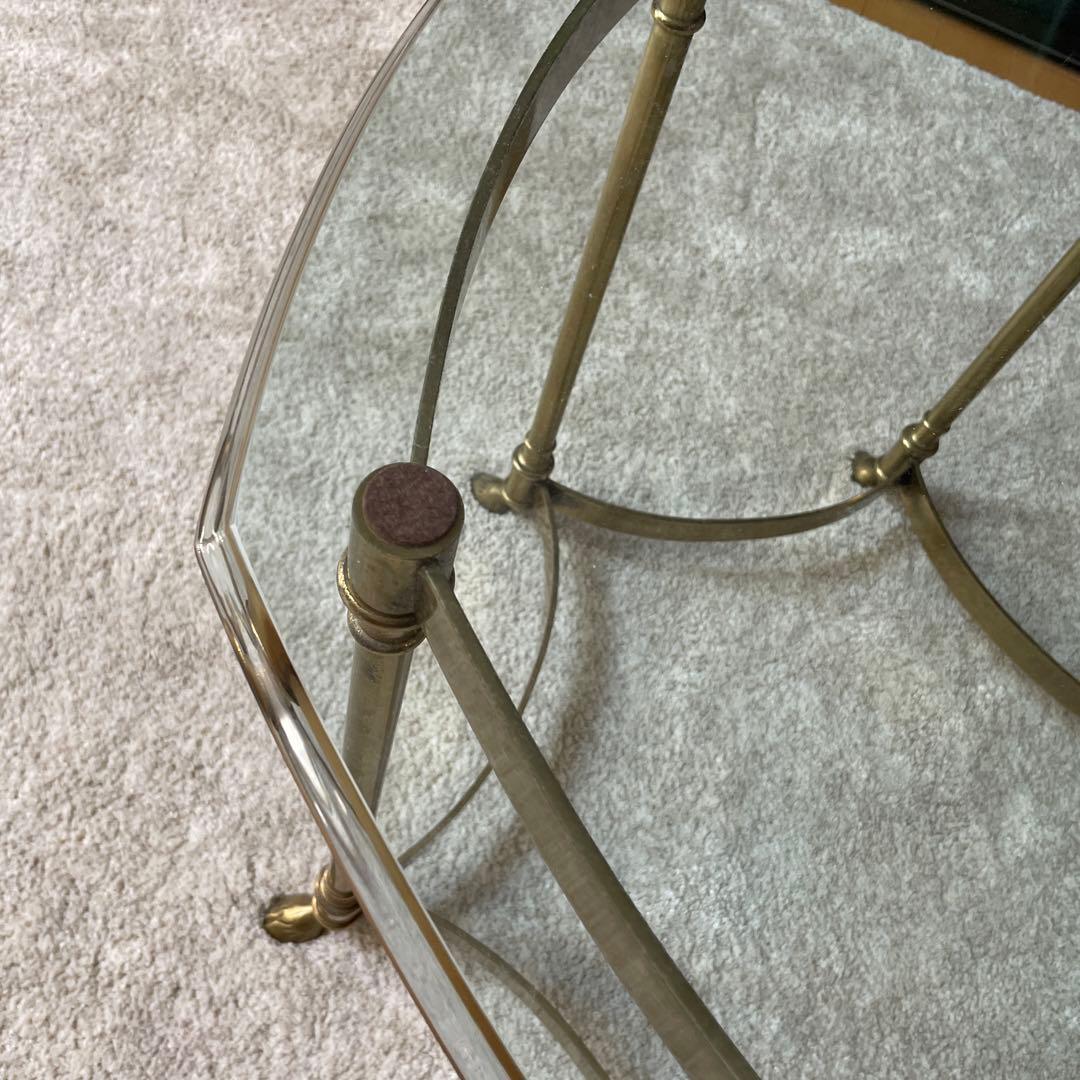 ガラス ゴールド テーブル リビングテーブル 机 真鍮？ アンティーク 高級