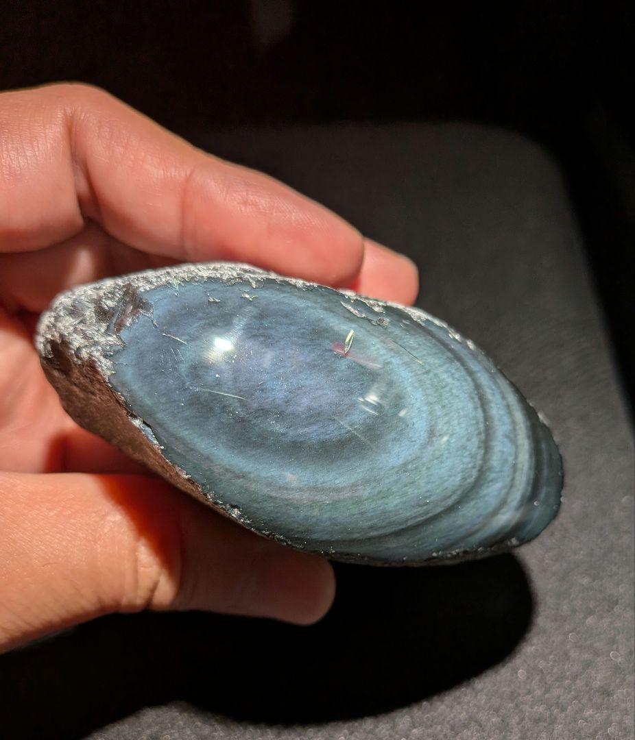 研磨品　十勝石玲瓏　複合色レインボーオブシディアン　特級品