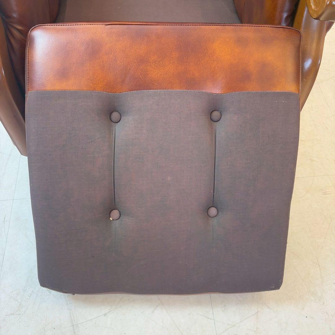 西洋アンティーク レザー 1人掛けソファ ロビーチェア 昭和レトロ 2/2