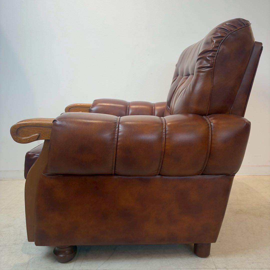 西洋アンティーク レザー 1人掛けソファ ロビーチェア 昭和レトロ 2/2