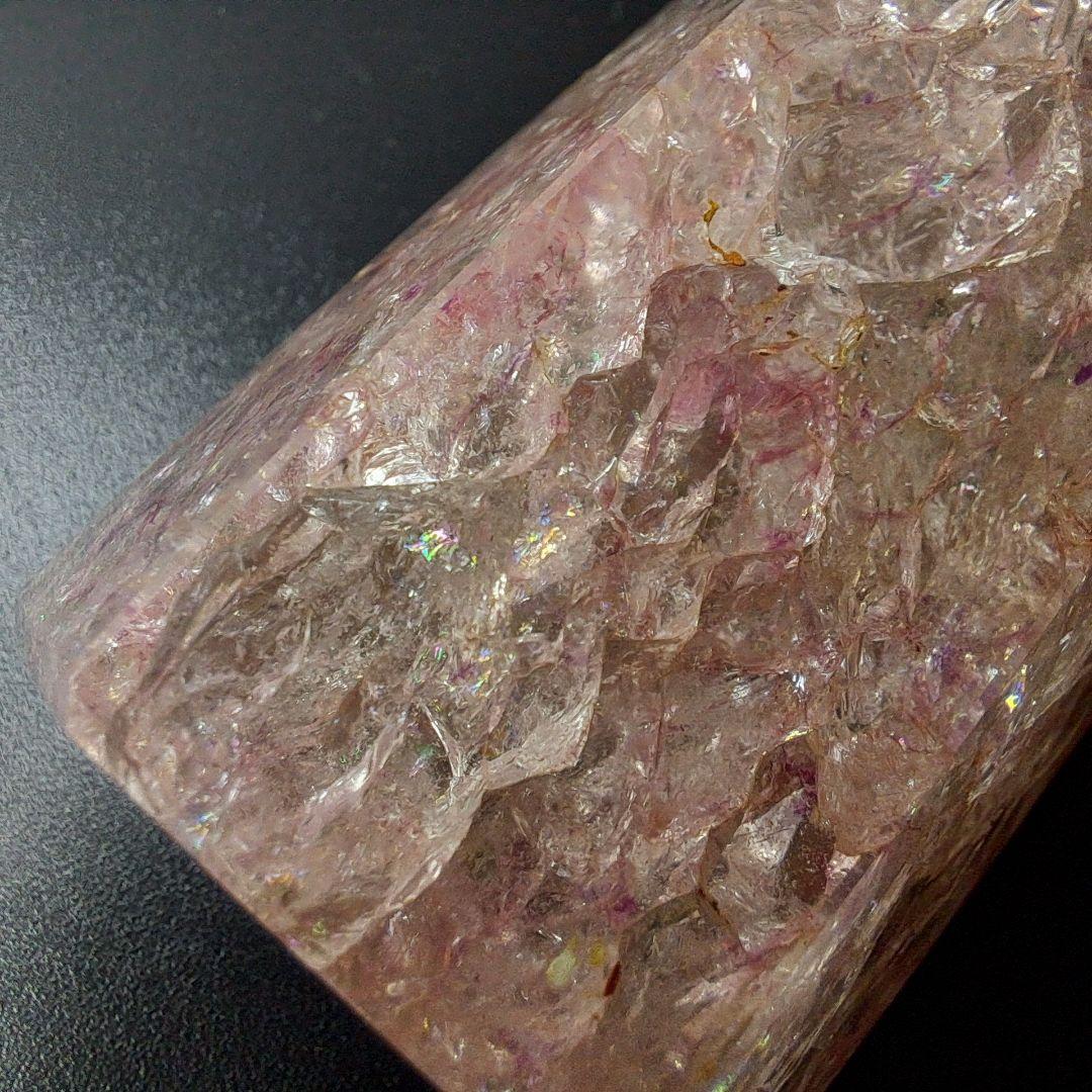 【桃カラー/最強品質】クラック水晶ポイント＊約195g＊　天然石 パワーストーン