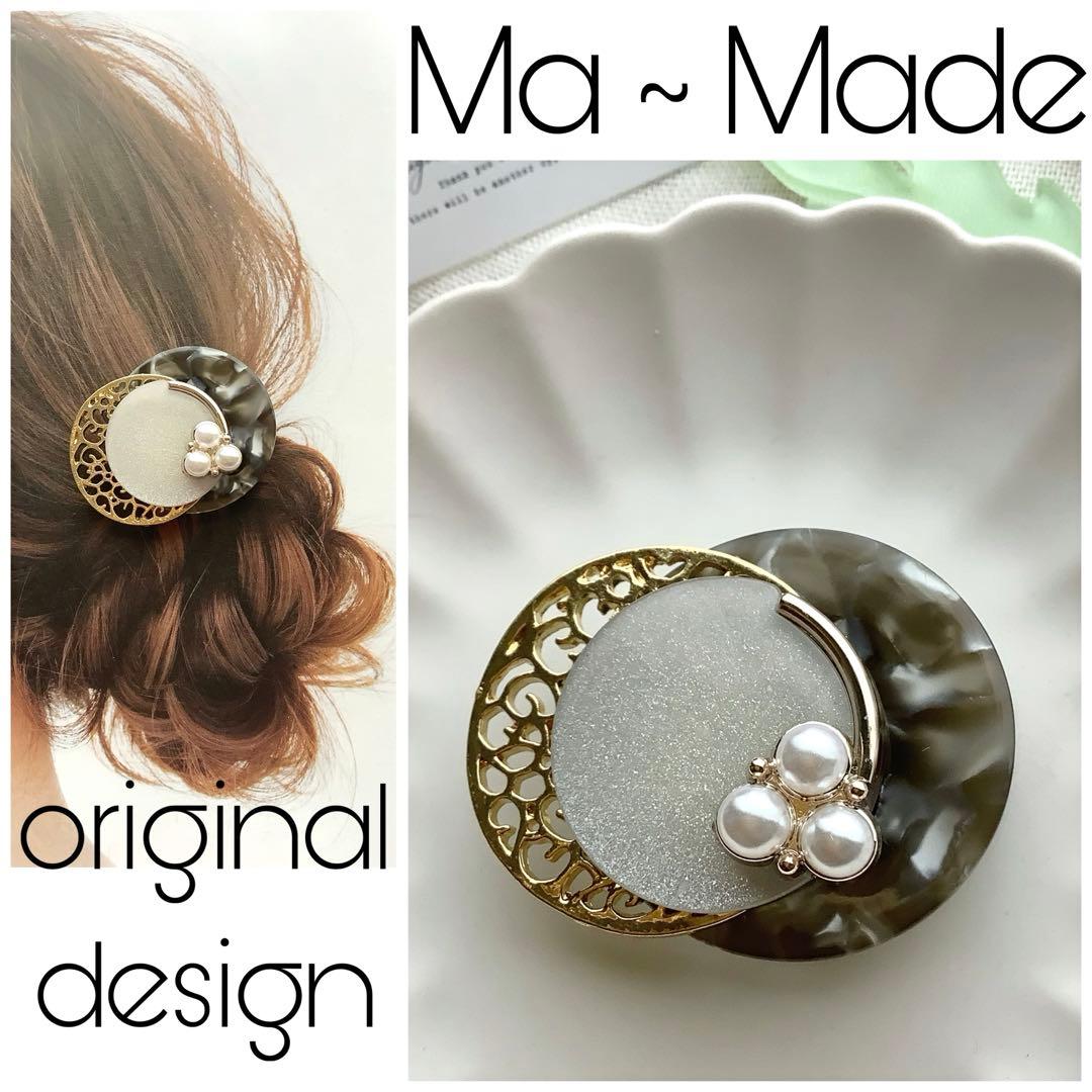 再販　人気デザイン　モノトーンモザイク　シンプル　ハンドメイドポニーフック