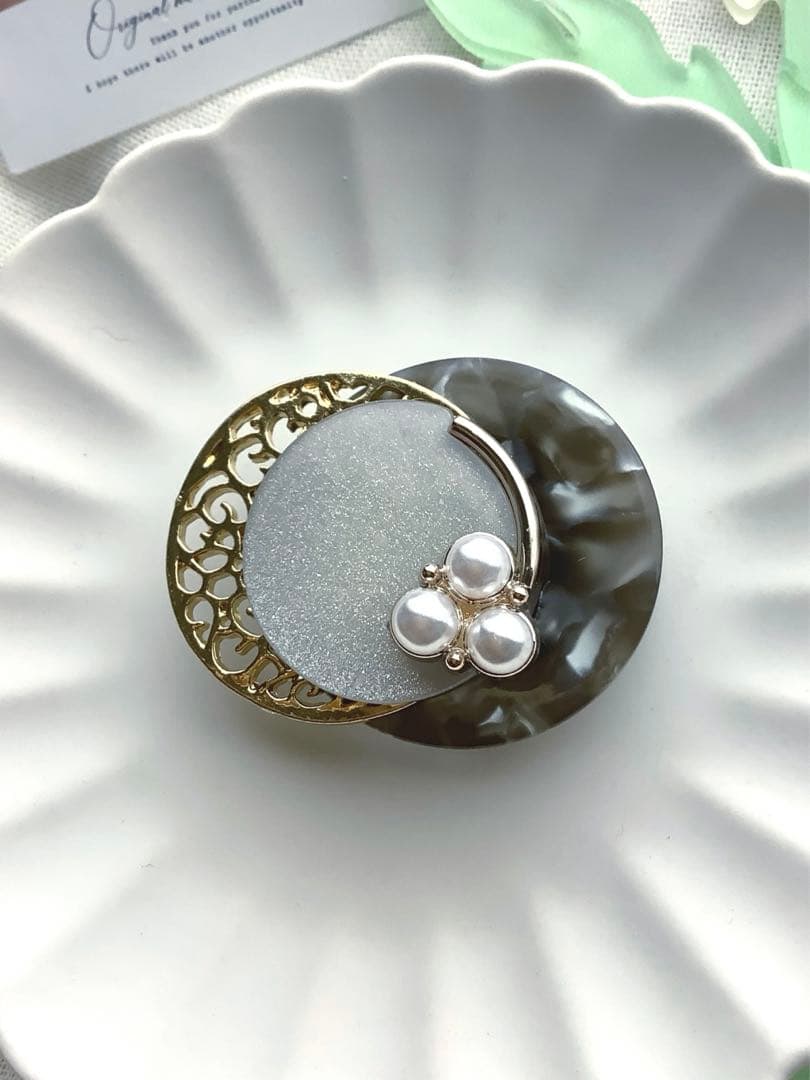 再販　人気デザイン　モノトーンモザイク　シンプル　ハンドメイドポニーフック