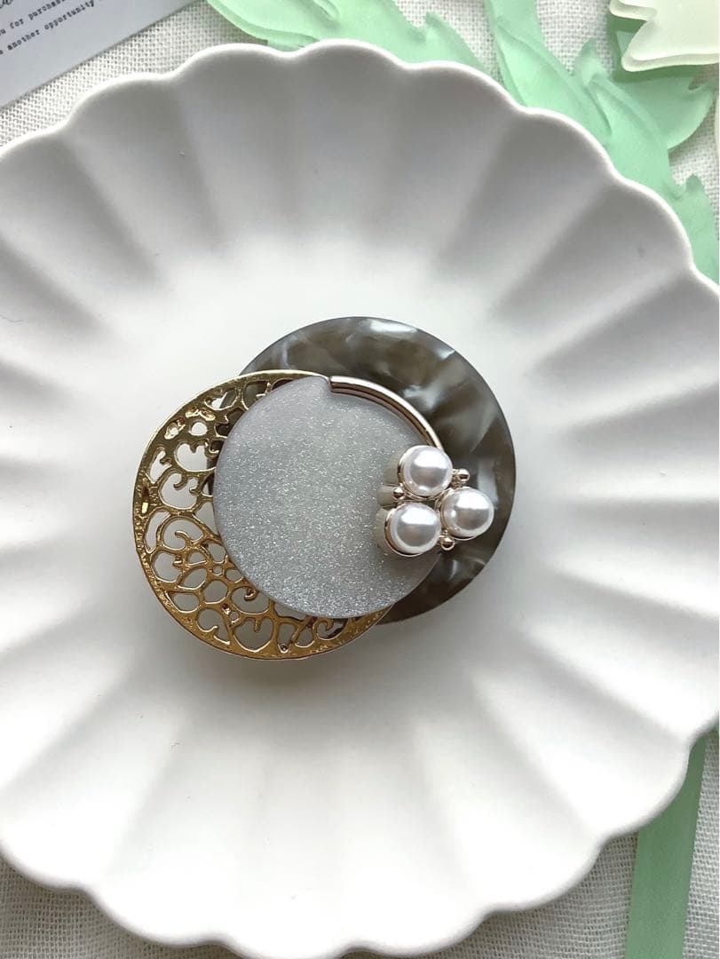 再販　人気デザイン　モノトーンモザイク　シンプル　ハンドメイドポニーフック