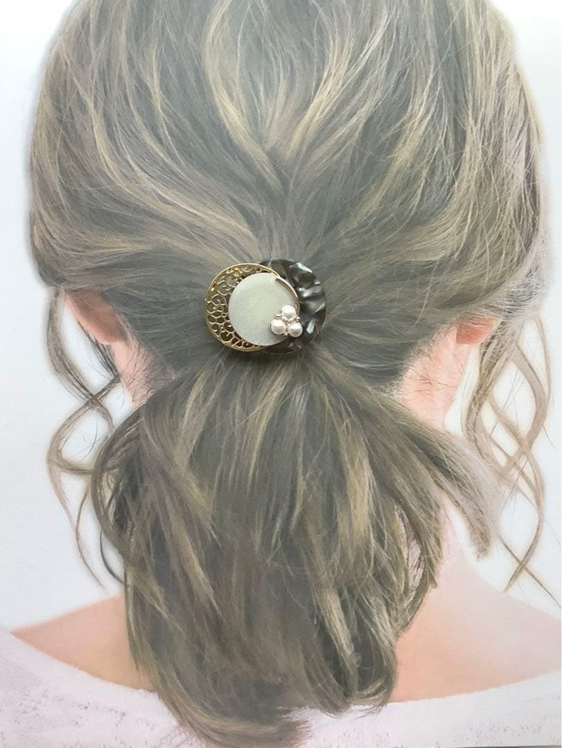 再販　人気デザイン　モノトーンモザイク　シンプル　ハンドメイドポニーフック