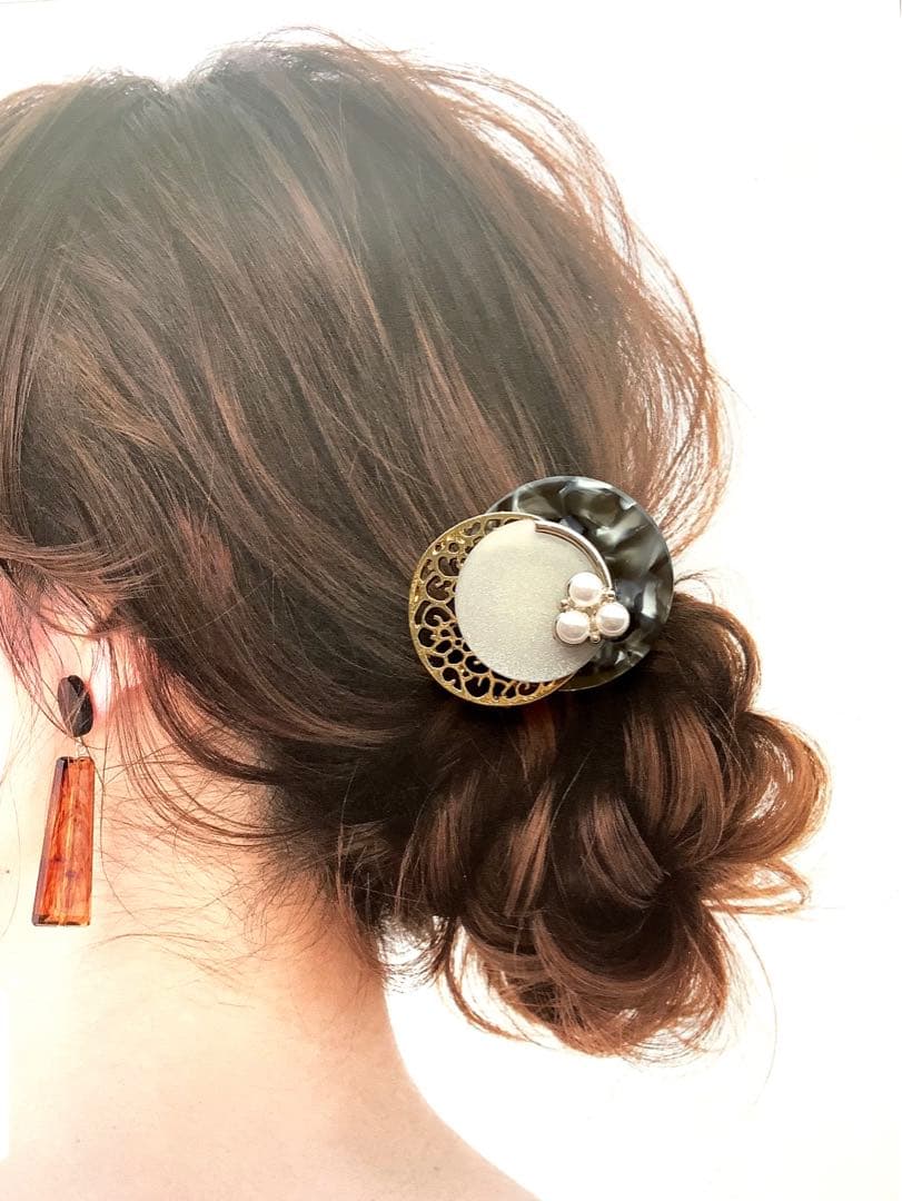 再販　人気デザイン　モノトーンモザイク　シンプル　ハンドメイドポニーフック